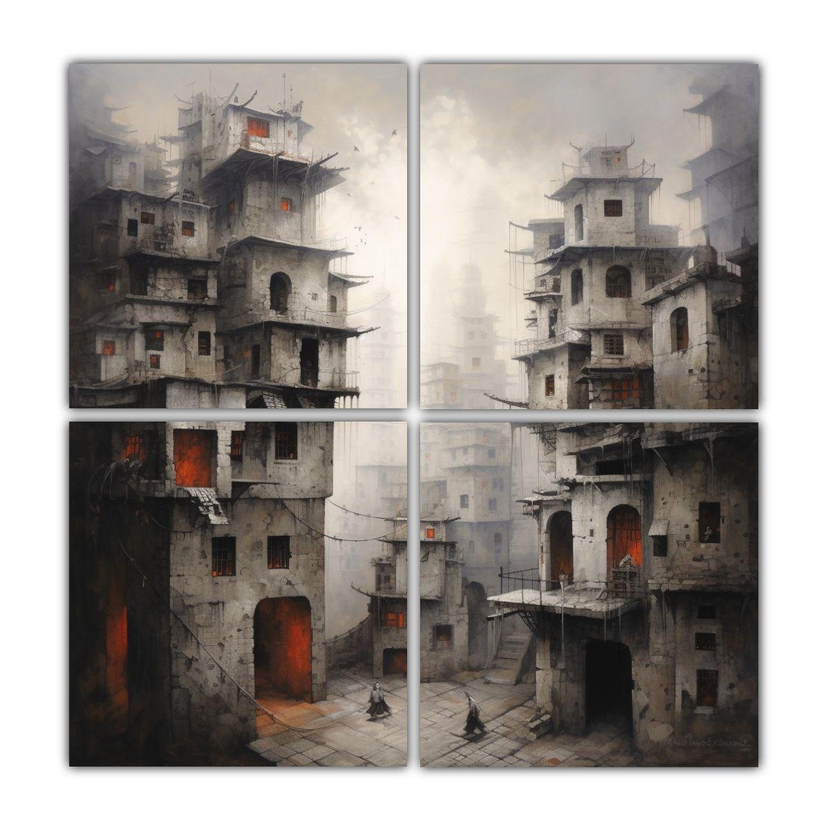 4 Cuadros Inspiradores De Efecto Visual Pintura 40x40 Cm-0