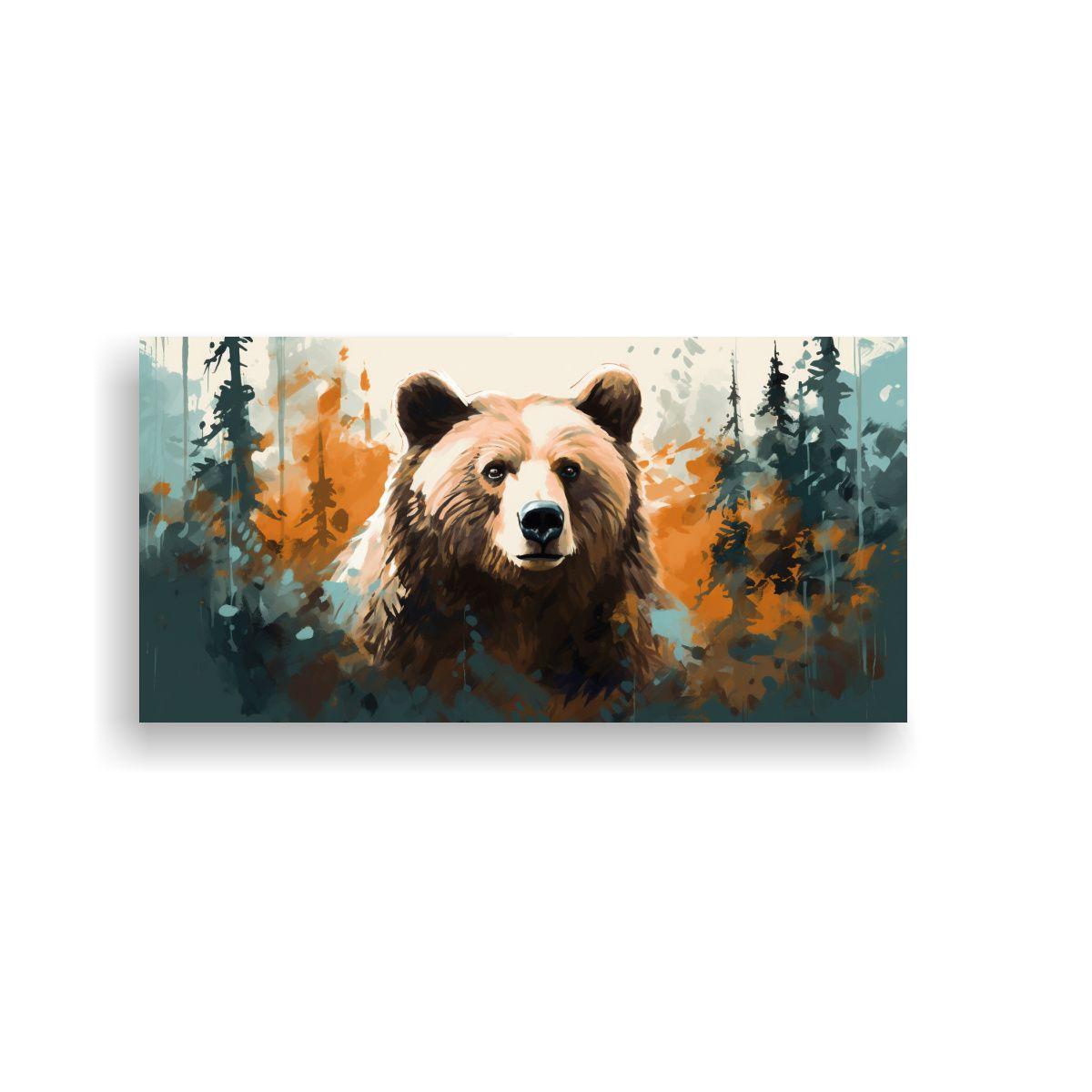 Pintura Moderna De Un Oso En Tonos Tan 160x80 Cm-0
