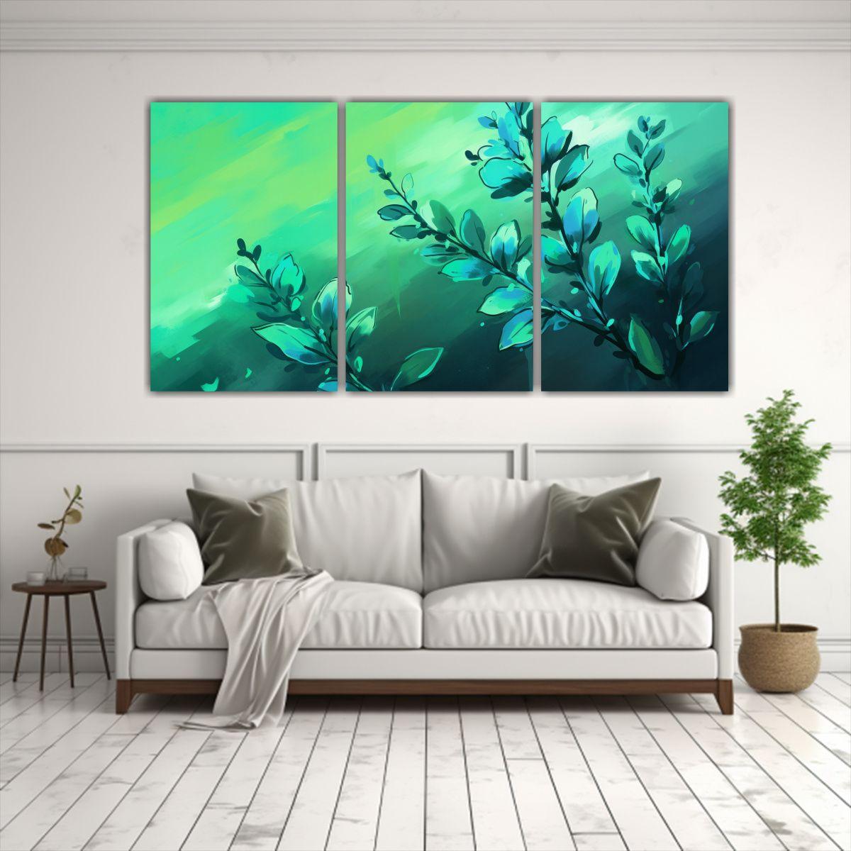 Pinturas Decorativas En Colores Verde Y Turquesa 150x75 Cm-2