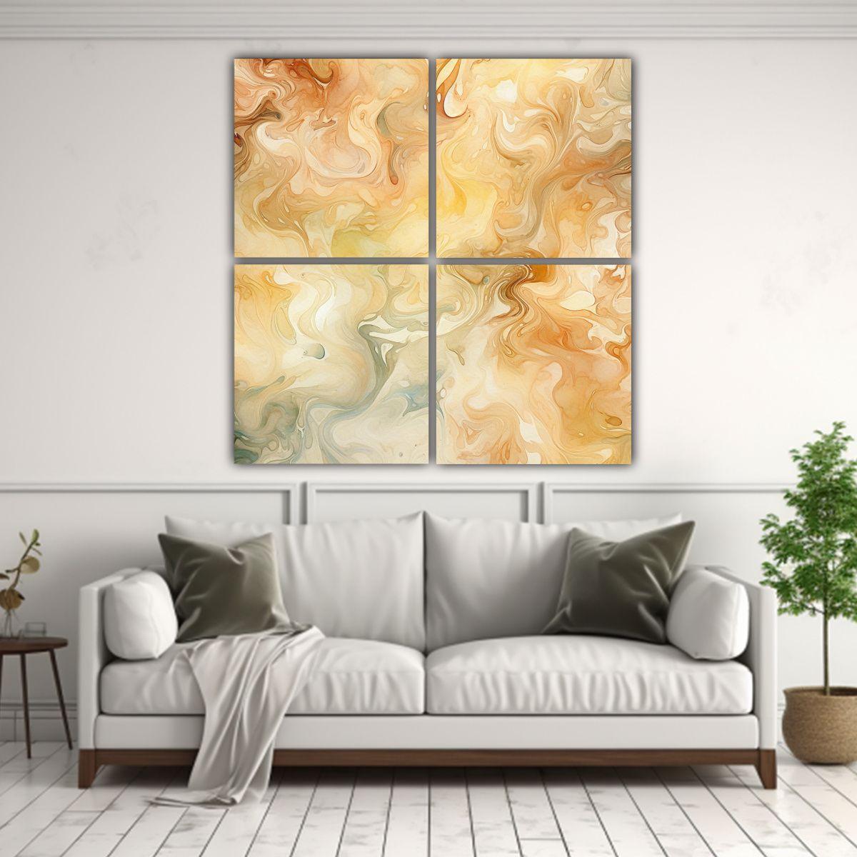 Cuadro Hermoso Armonía X Textura Acuarela Crema 120x120 Cm-2