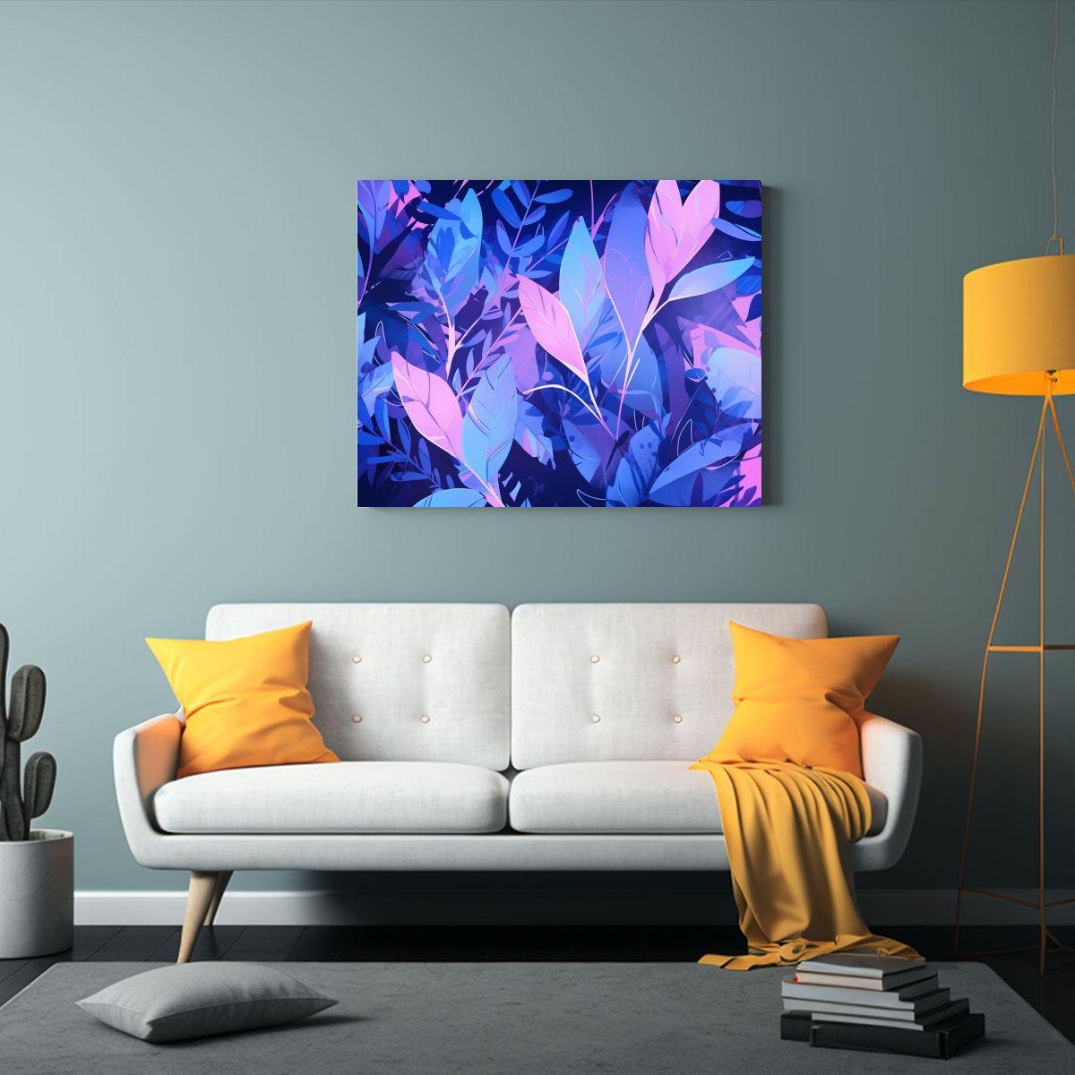 Pinturas Decorativas De Pared En Morado Y Azul Con Atmosfera 75x50cm-2