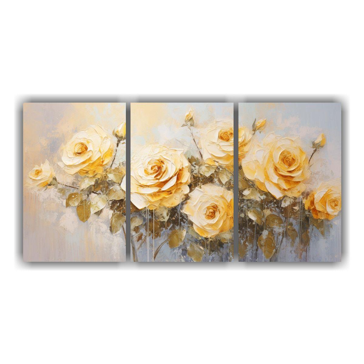 Pintura En Lienzo Estilo Tríptico Combinación 120x60 Cm-0