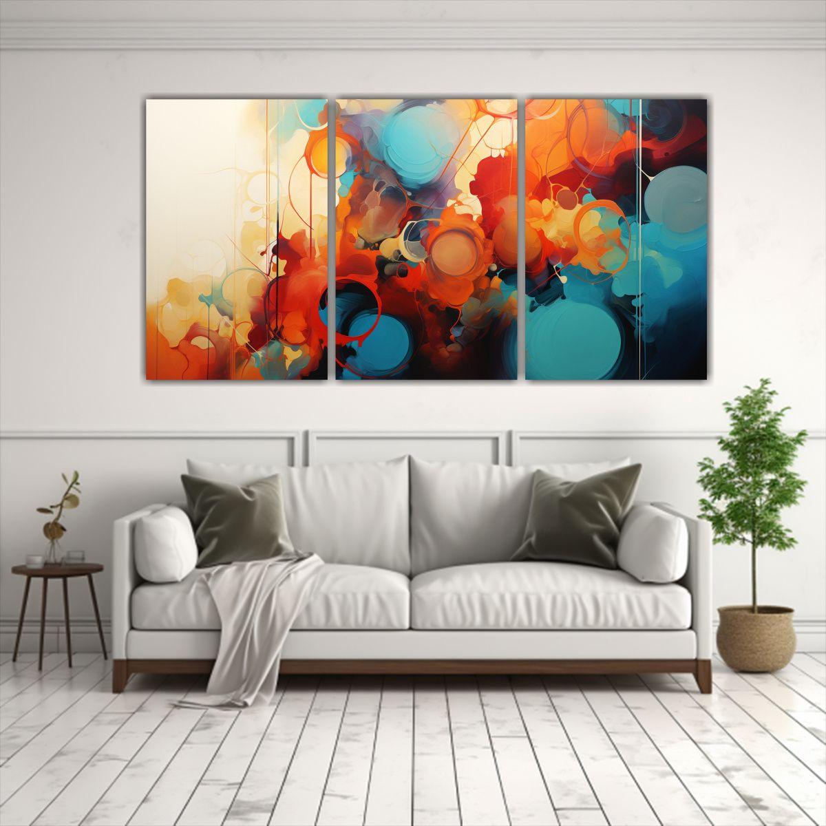 Pintura Abstracta En Rojo Y Azul Para Decoración 90x45 Cm-2