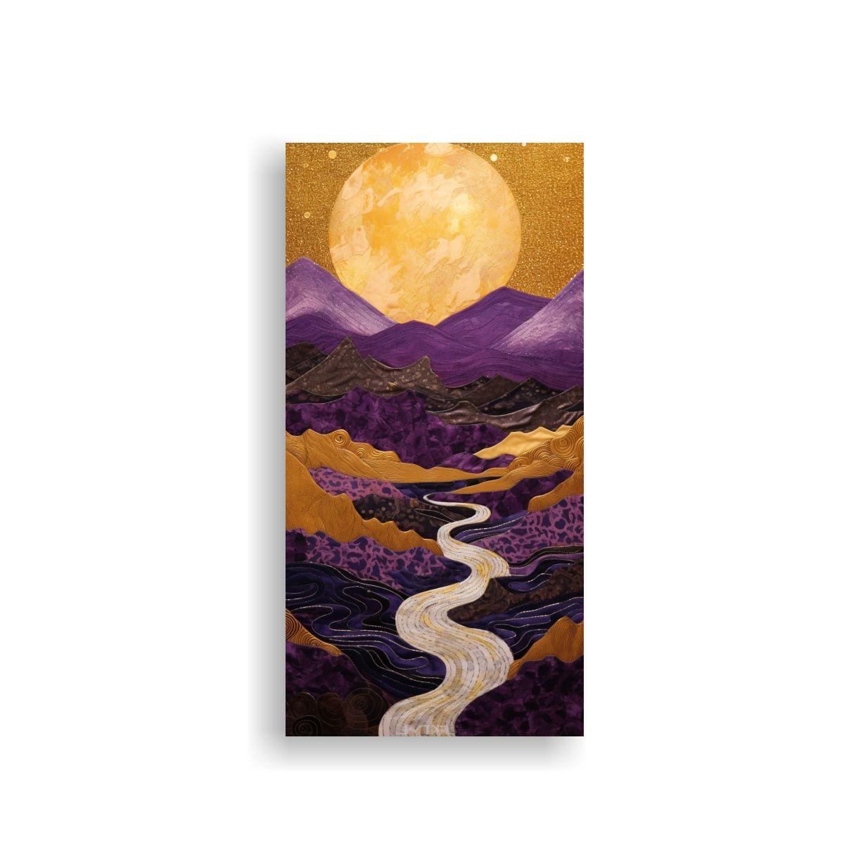 Cuadro Alta Calidad: Paisaje Con Luna Y Montañas 70x140cm-0