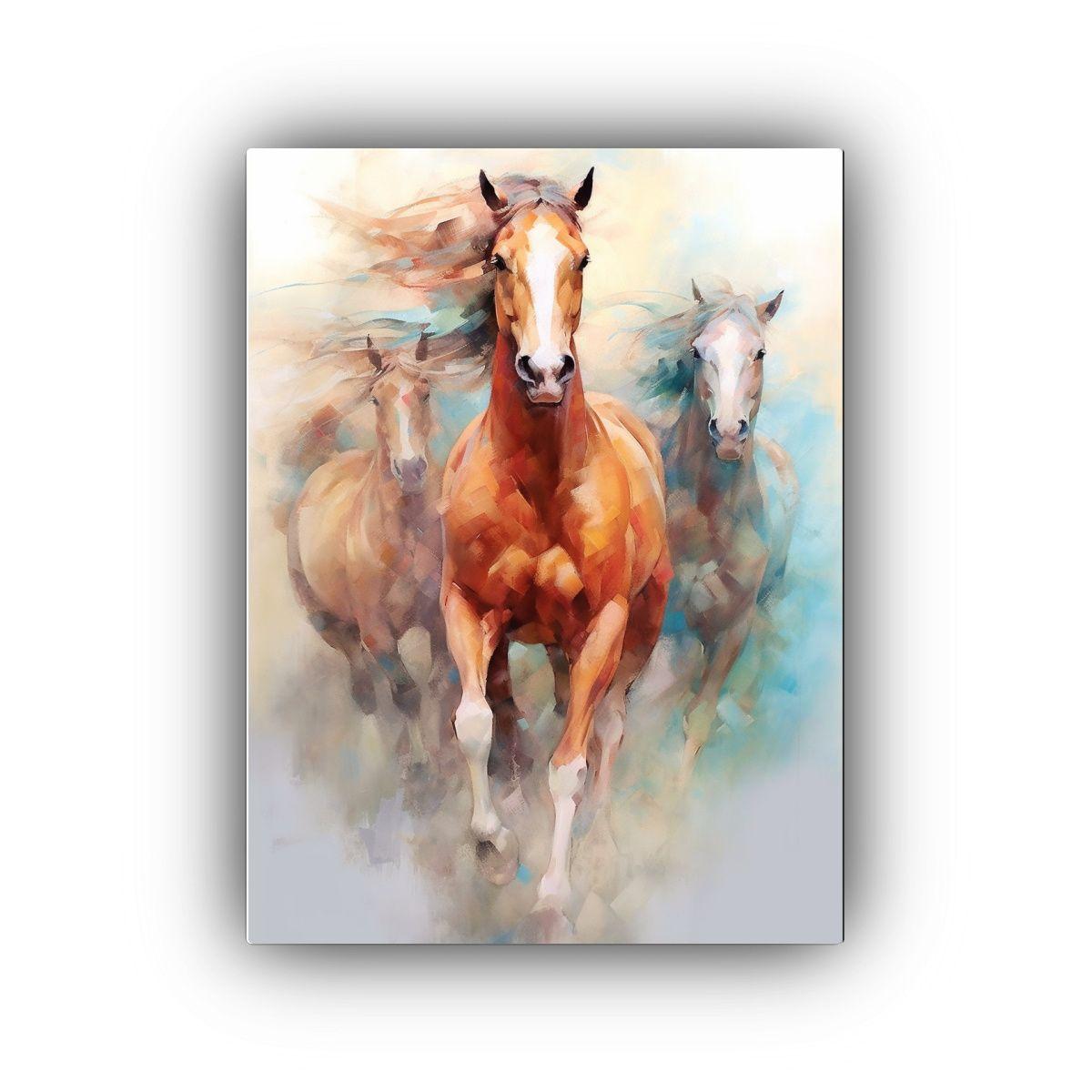 Pintura óleo Impacto Visual Caballos Estilo 40x60cm-0