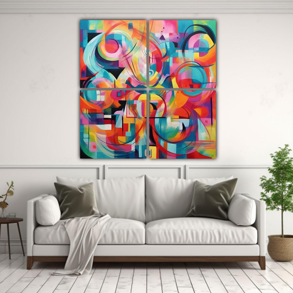 Cuatro Artes Tela Sublimada Estético Abstracto 100x100 Cm-2