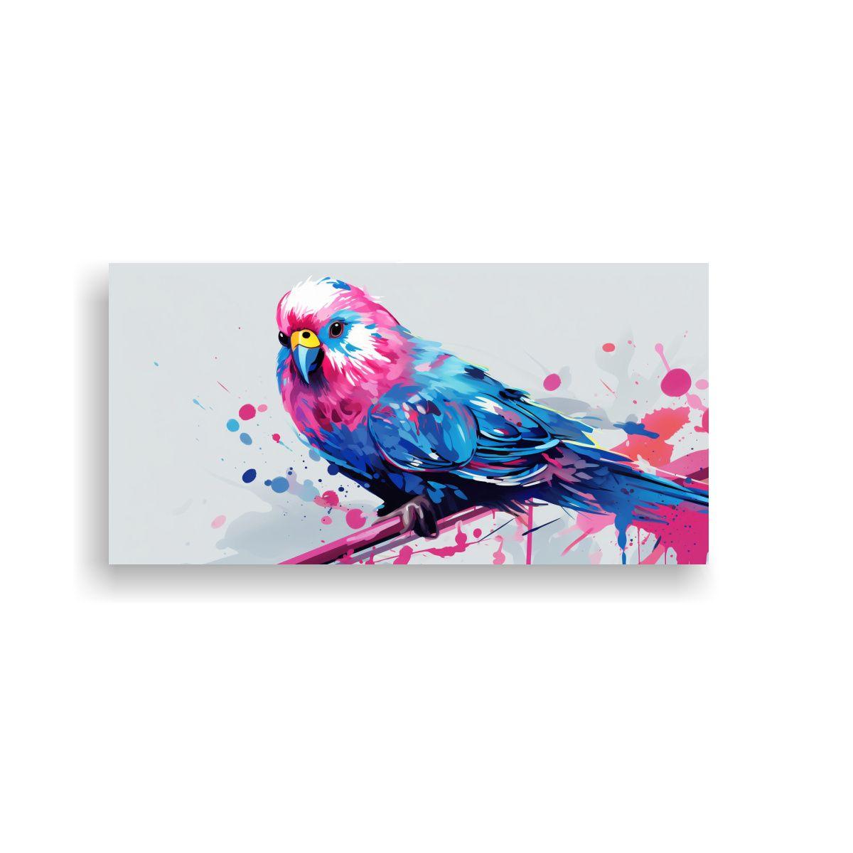 Cuadro Neo Pop Art: Perico En Rosa Y Azul 140x70cm-0