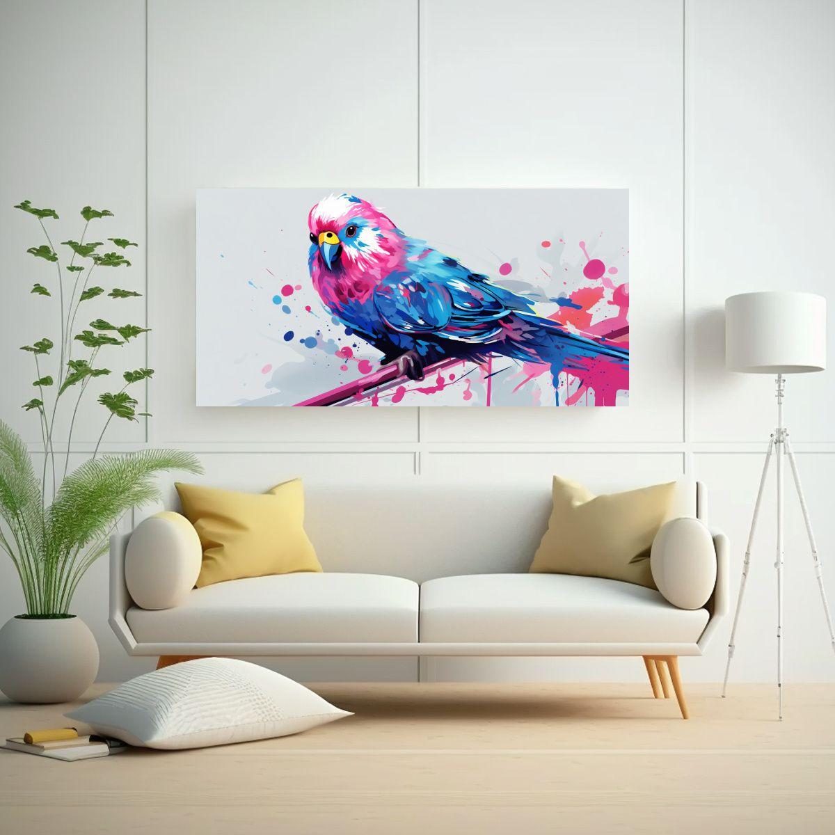 Cuadro Neo Pop Art: Perico En Rosa Y Azul 140x70cm-2