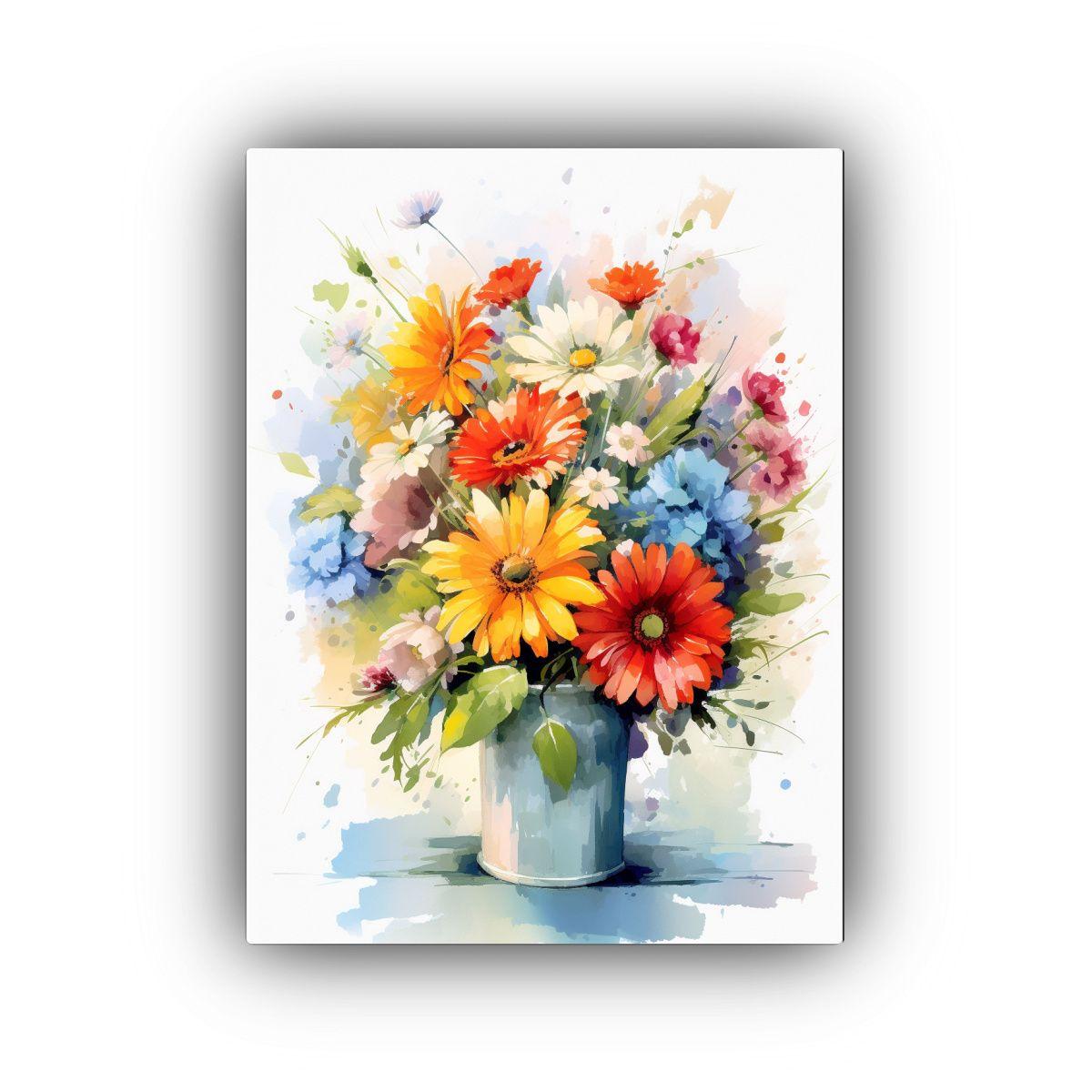 Pintura Lienzo Vintage Bouquet Flores Acuarela 80x120cm-0