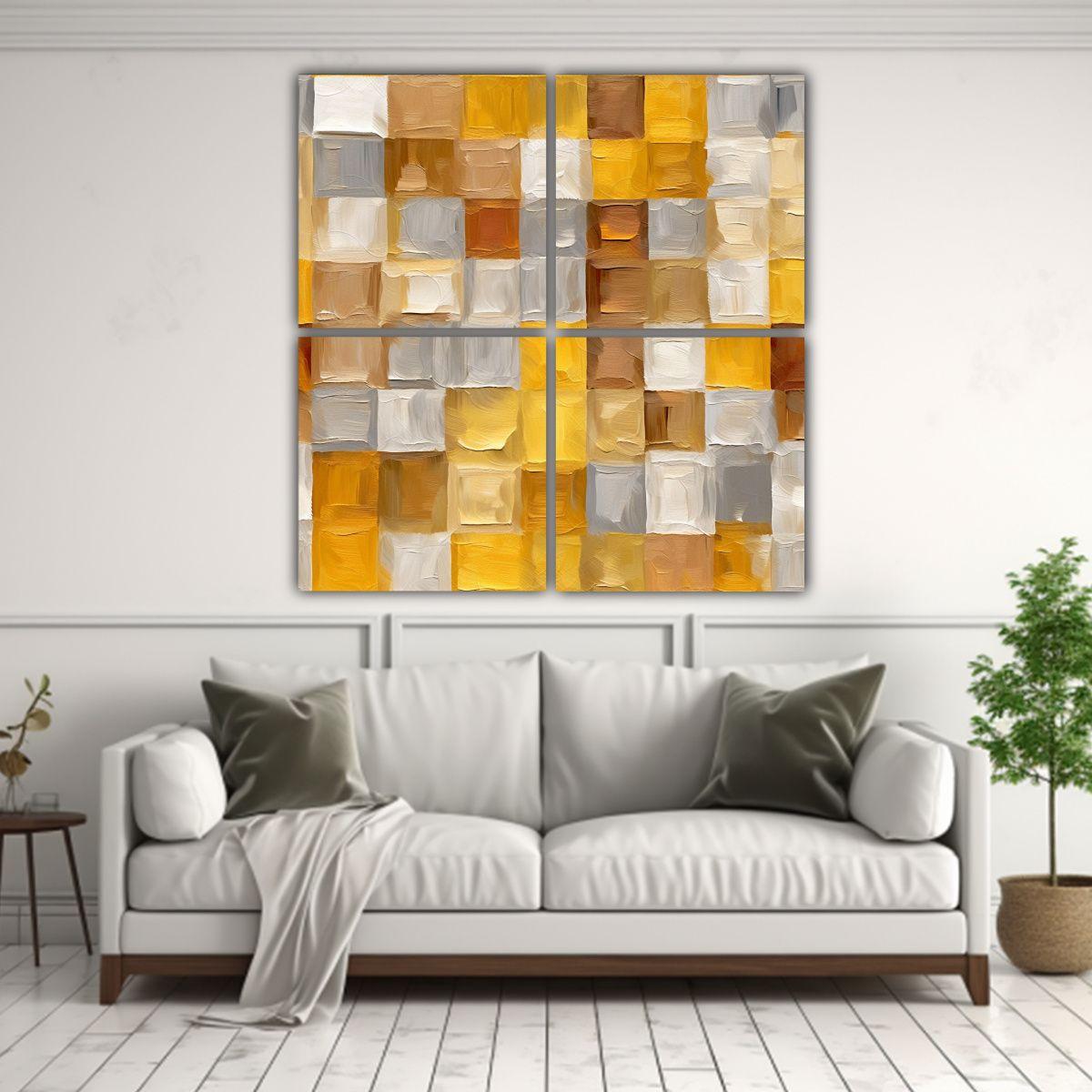Cuadriptico Vanguardia Colores Vibrantes Taupe, 120x120 Cm-2