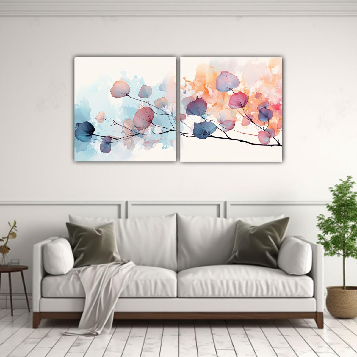 Cuadros Abstractos Motivo árbol Aspen En Colores 100x50 Cm-2