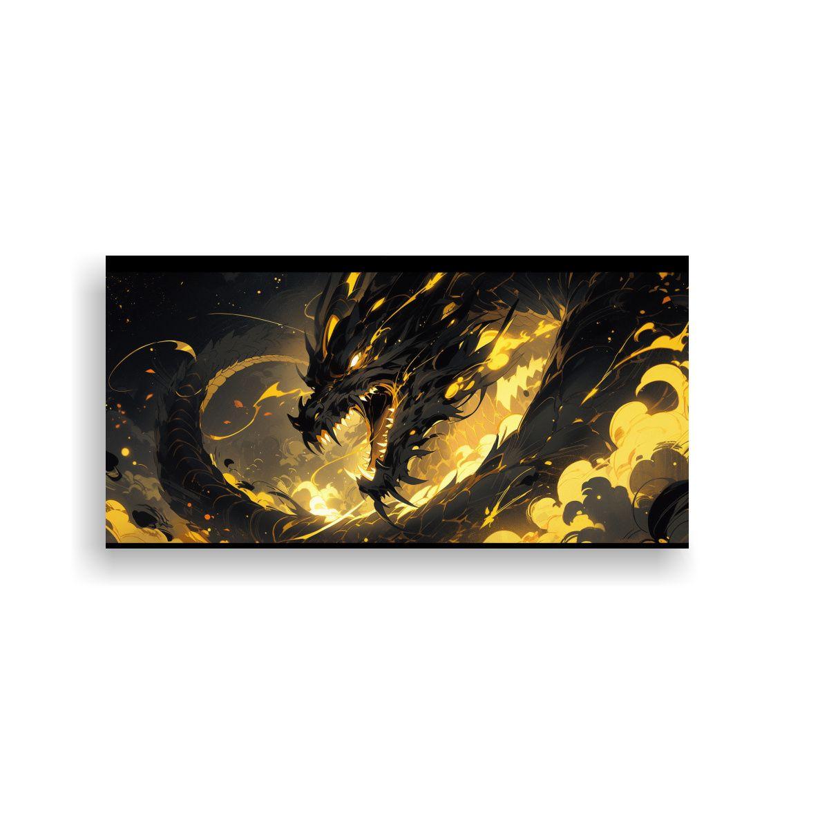 Cuadro En Tela Dragón Vibrante Y Amarillo 80x40cm-0