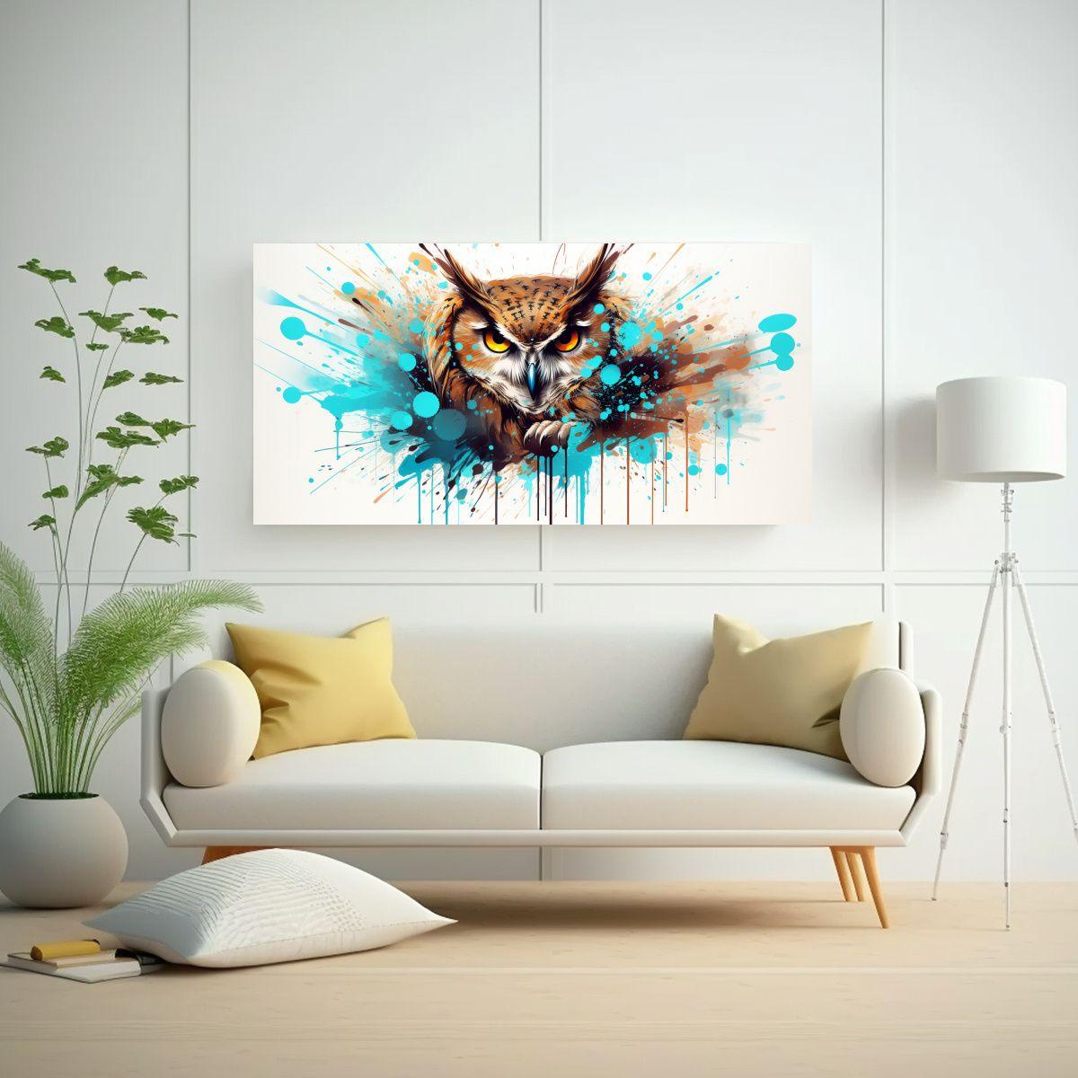 Cuadro Decorativo Moderno De Búho En Colores 100x50cm-2