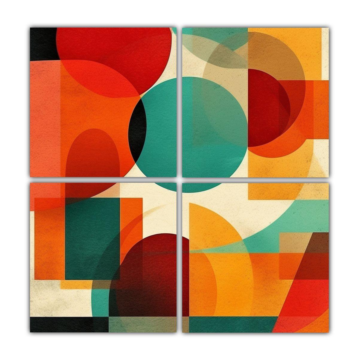 Obra De Arte De Composición Armoniosa Con Formas 100x100 Cm-0