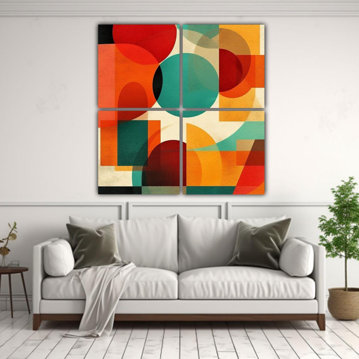 Obra De Arte De Composición Armoniosa Con Formas 100x100 Cm-2