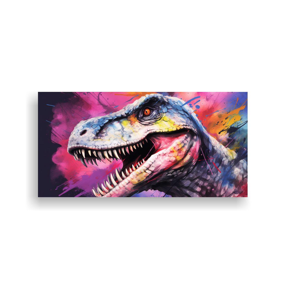 Cuadro Abstracto De Velociraptor En Acuarela Color 60x30cm-0