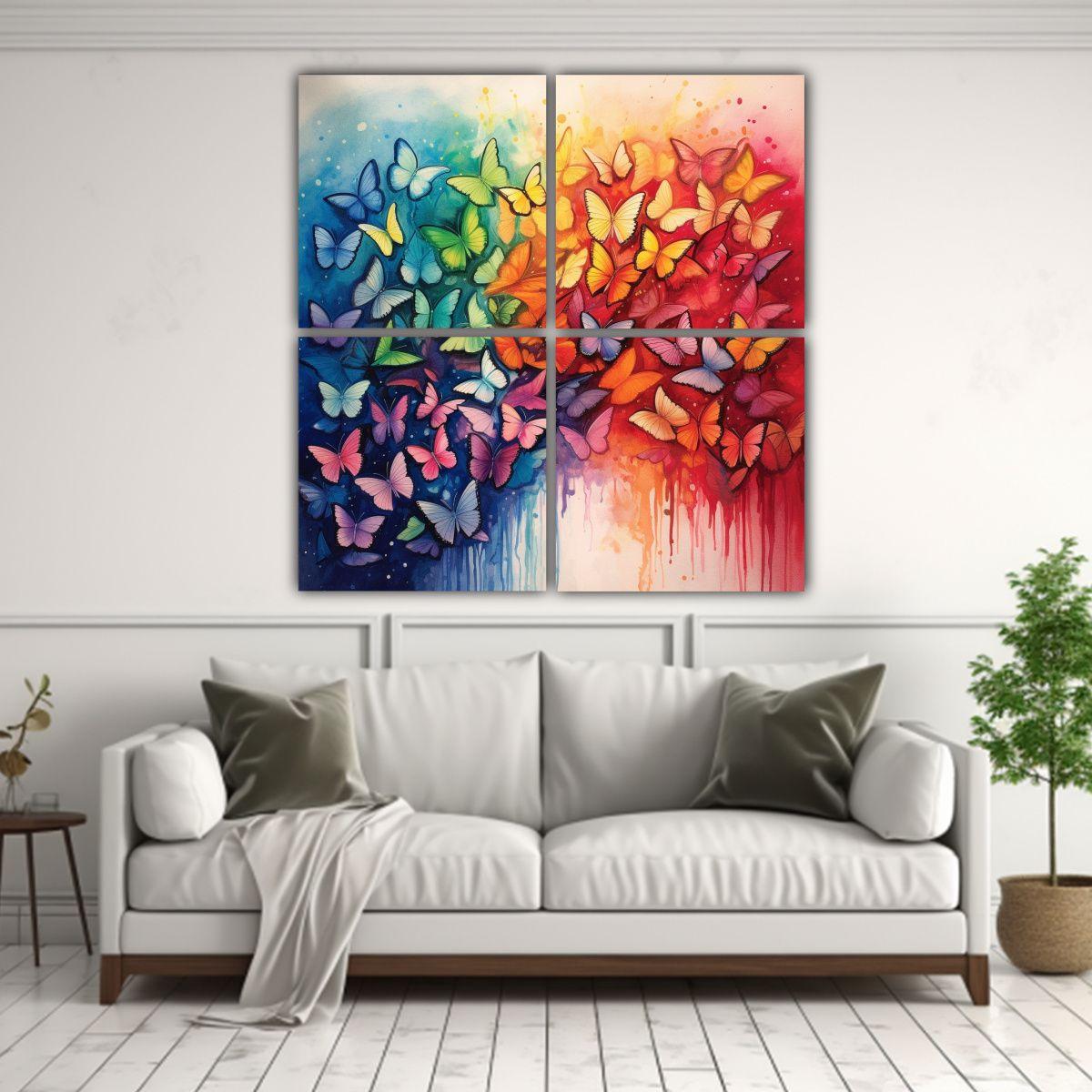 Cuadros Tonos Impresionante Mariposas Arcoíris 180x180 Cm-2