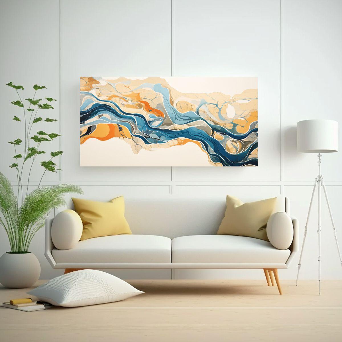 Cuadro Vintage: La Abstracción Fluida De Un 100x50 Cm-2