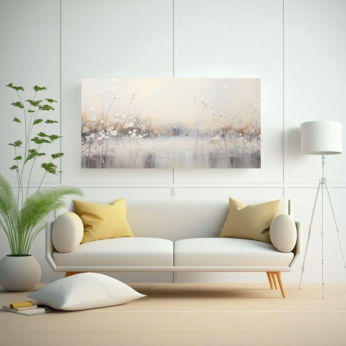 Paisaje Abstracto Colorido Con Blanco Arte 160x80 Cm-2