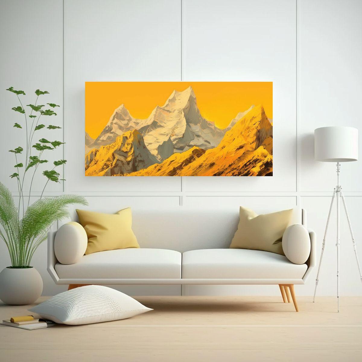 Pintura Acuarela Creatividad Montañas Amarillo 100x50cm-2