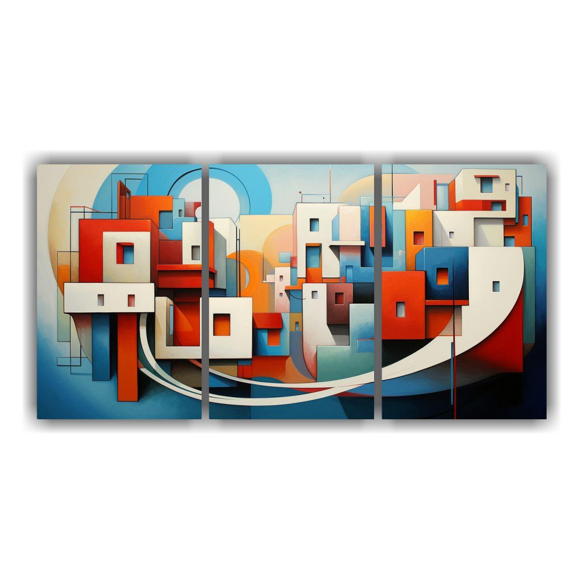 Pinturas De Edificios Abstractos Iluminados 150x75 Cm-0