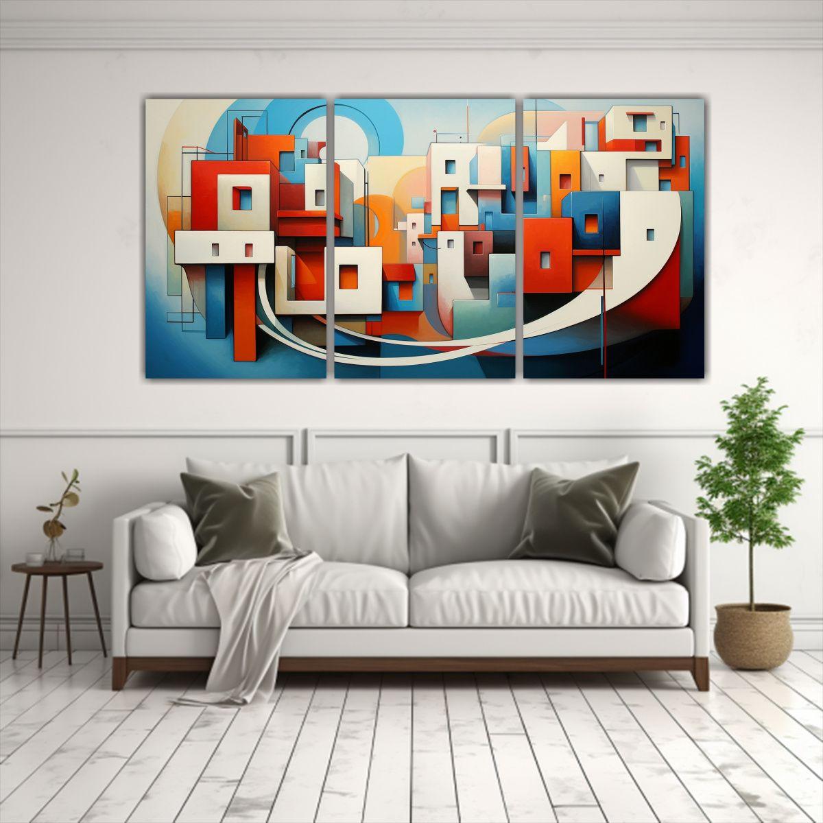 Pinturas De Edificios Abstractos Iluminados 150x75 Cm-2