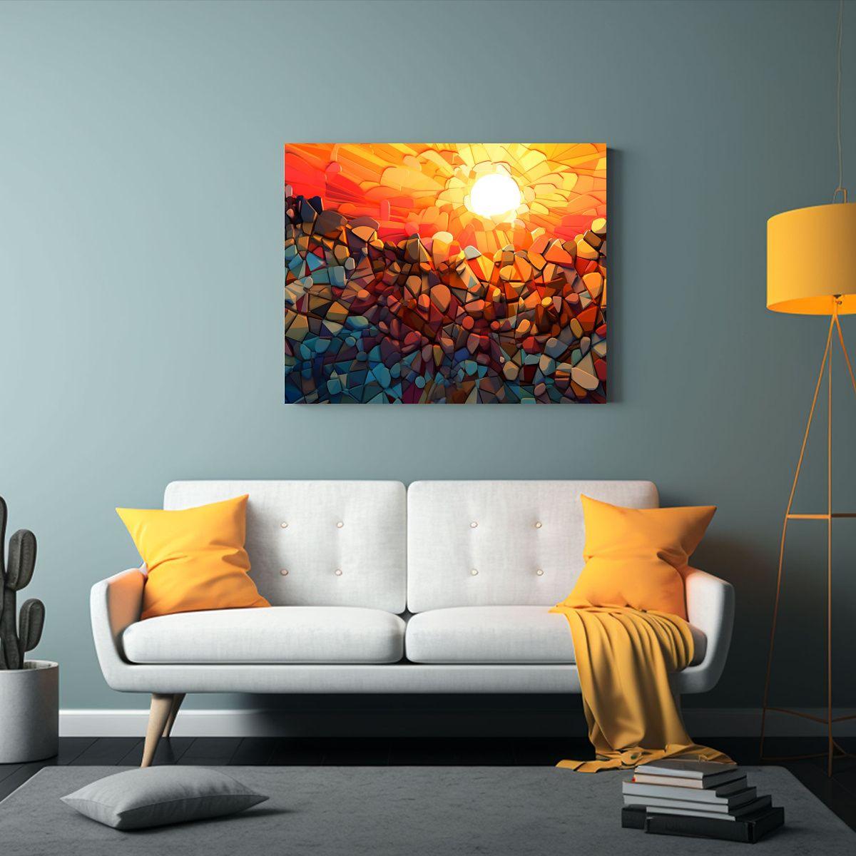 Cuadro De Tela Abstracto Con Diseño Errático En Colores De 60x40cm-2