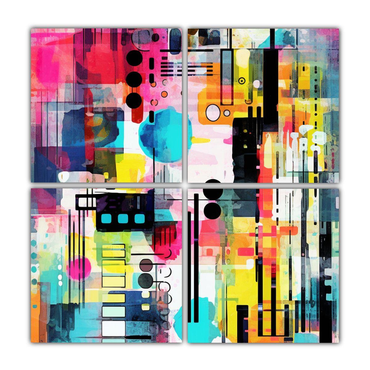 Pinturas Abstractas De Arte Pop Acuarela Mundo 200x200 Cm-0