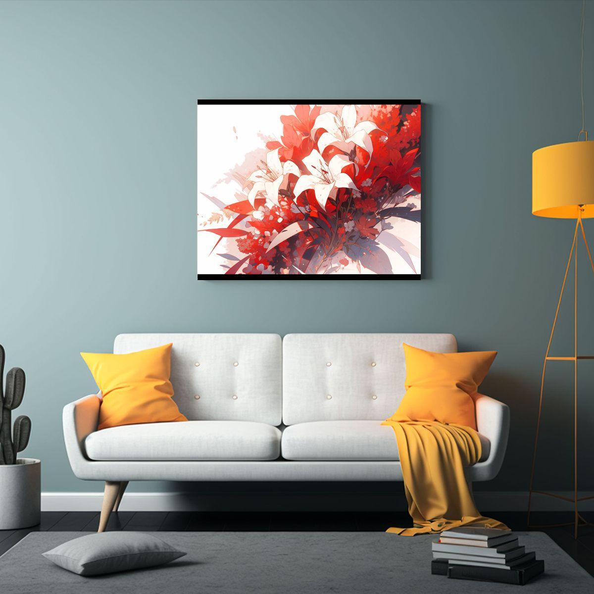 Pinturas De Decoración En Blanco Y Rojo Con Atmósfera Neon 60x40cm-2