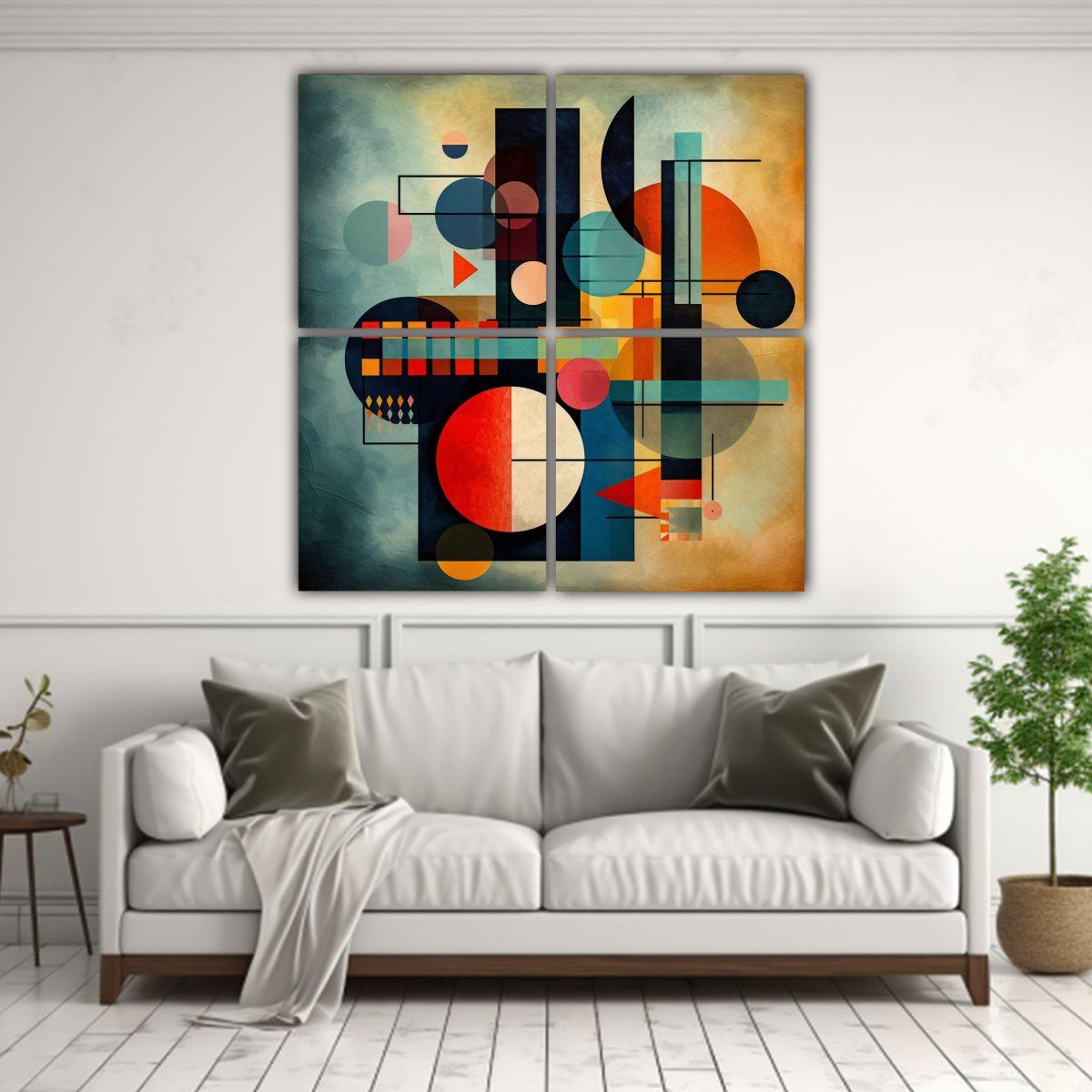 Cuadriptico Vitalidad Abstracto Formas 180x180 Cm-2