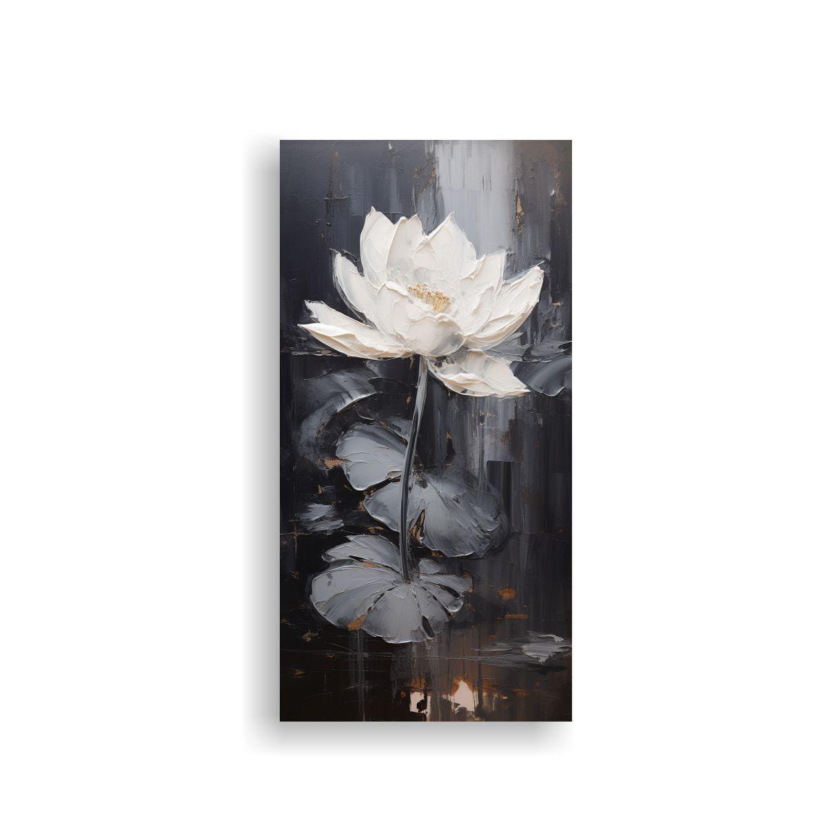 Pintura De Loto Negro En Lienzo Inspirador 40x80cm-0