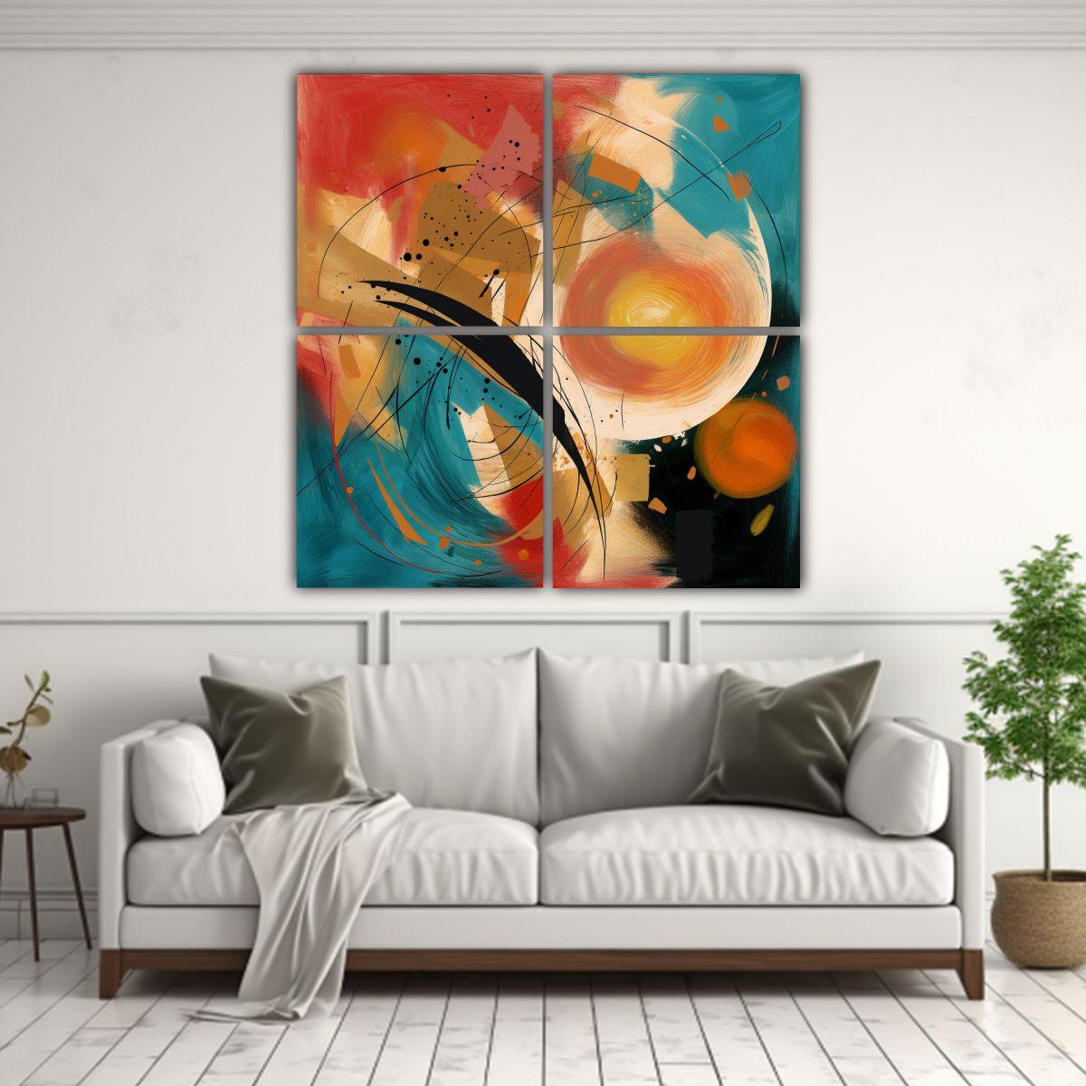 Cuadro Abstracto Para Decoración De Cocina 140x140 Cm-2