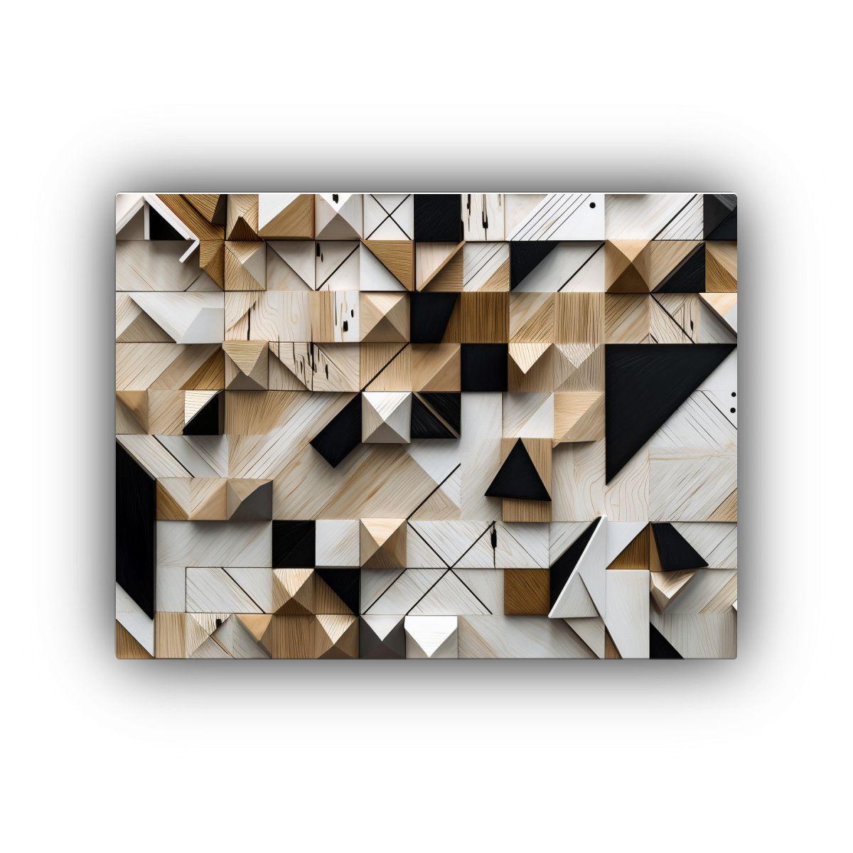 Pintura Abstracta Blanco Y Negro Con Formas Geométricas Gra 65x50cm-0