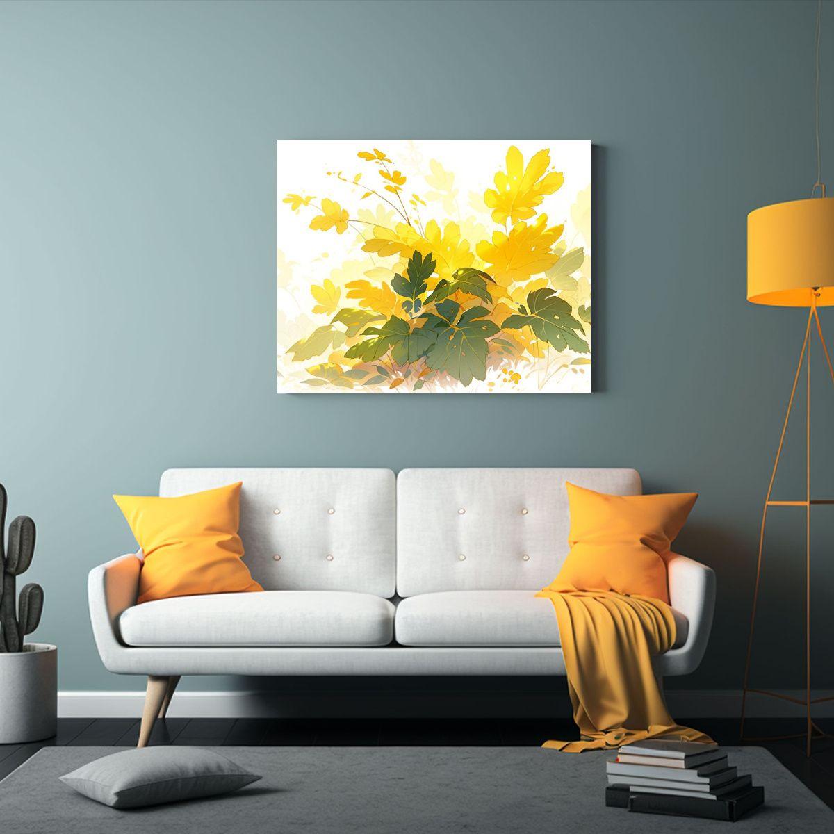 Cuadro Abstracto Moderno árbol Amarillo Atmosfera Neonoir P 120x80cm-2