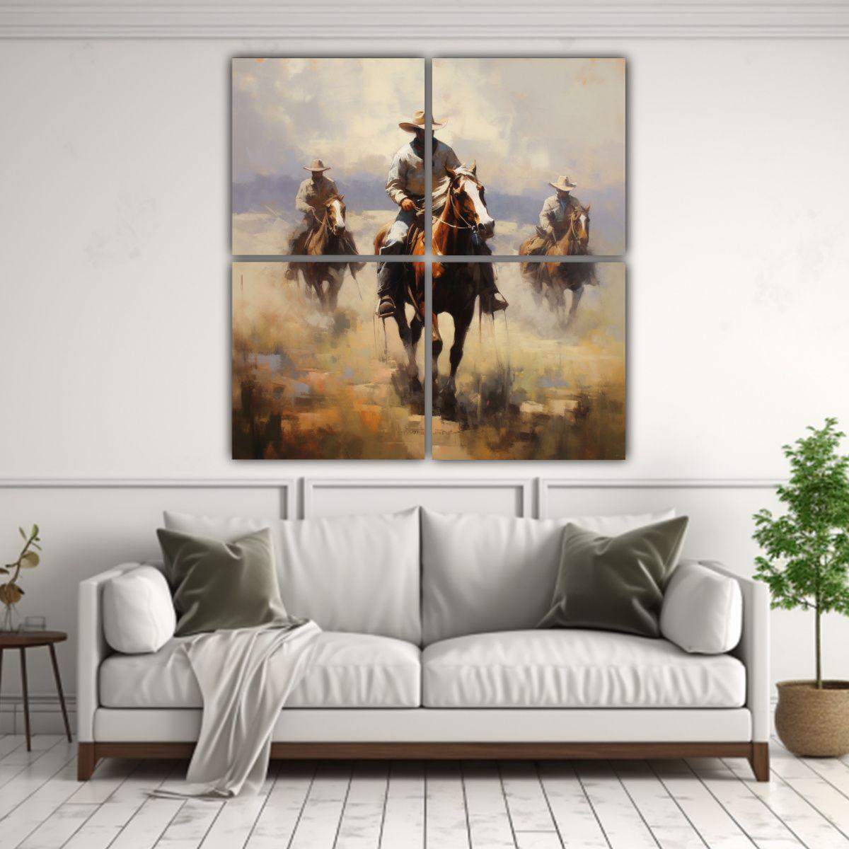 Pintura Decorativa De Caballo Occidental De 180x180 Cm-2