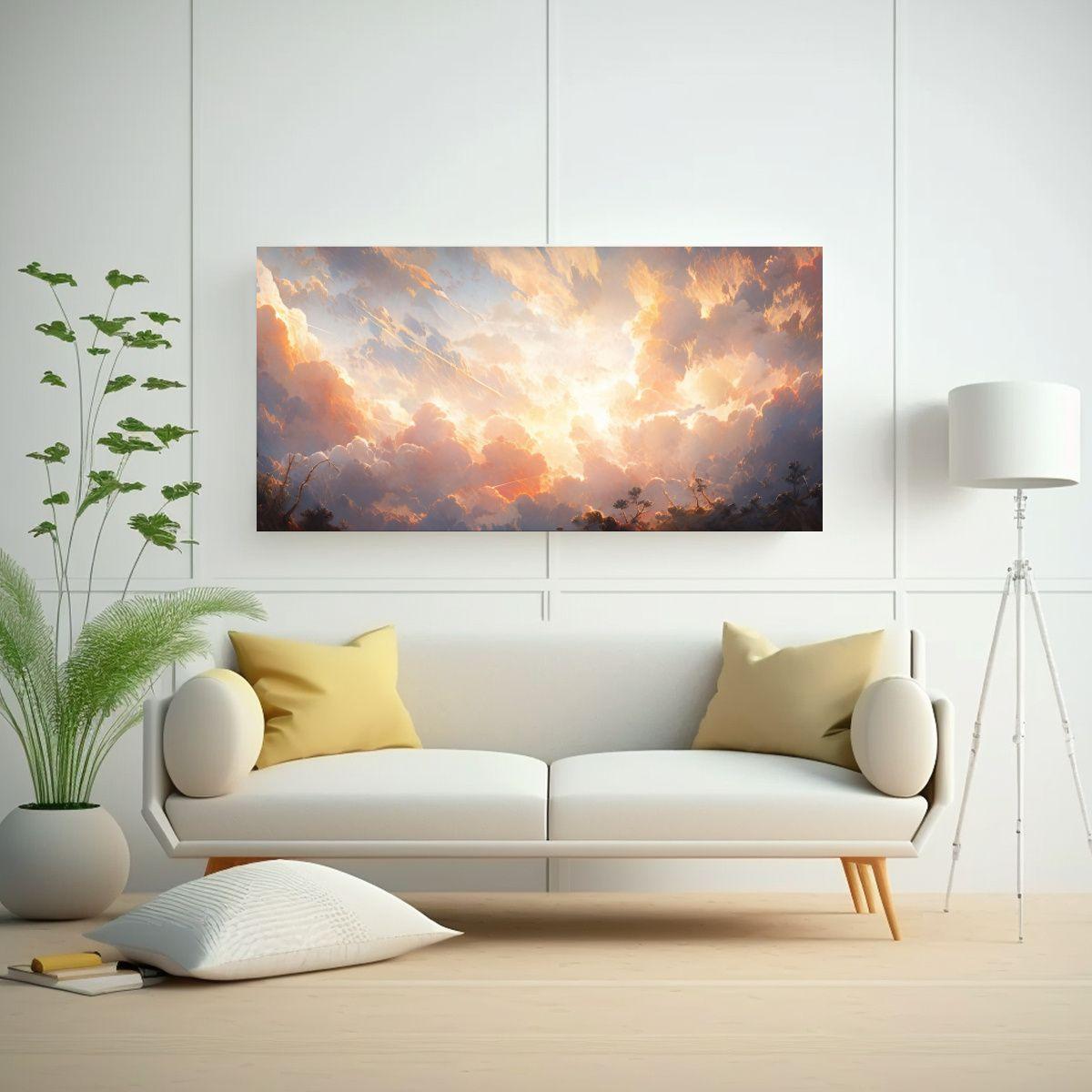 Cuadro Abstracto Amanecer Hermoso En Tonos Marrone 60x30cm-2