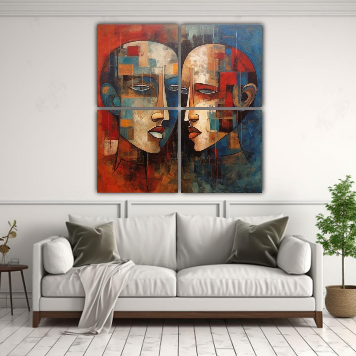 Cuatro Acuarelas Abstractas Estilo Leonardo Da 120x120 Cm-2