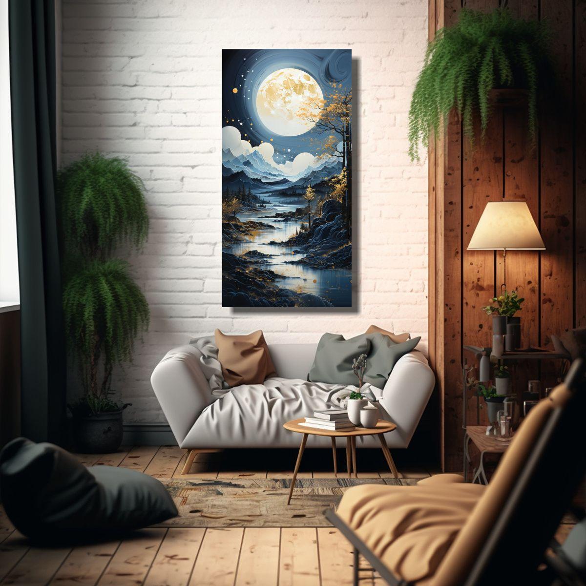 Composición Minimalista Tela En Bastidor Luna 80x160cm-2
