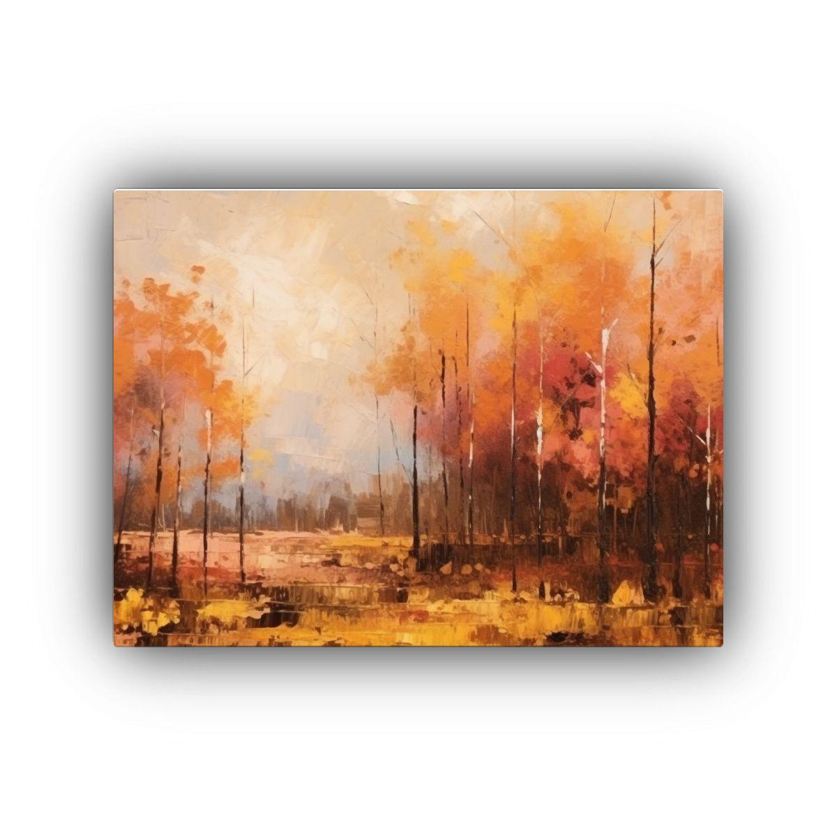 Paisaje Otoñal Abstracto En Tonos Cálidos Para Decoración 120x80cm-0