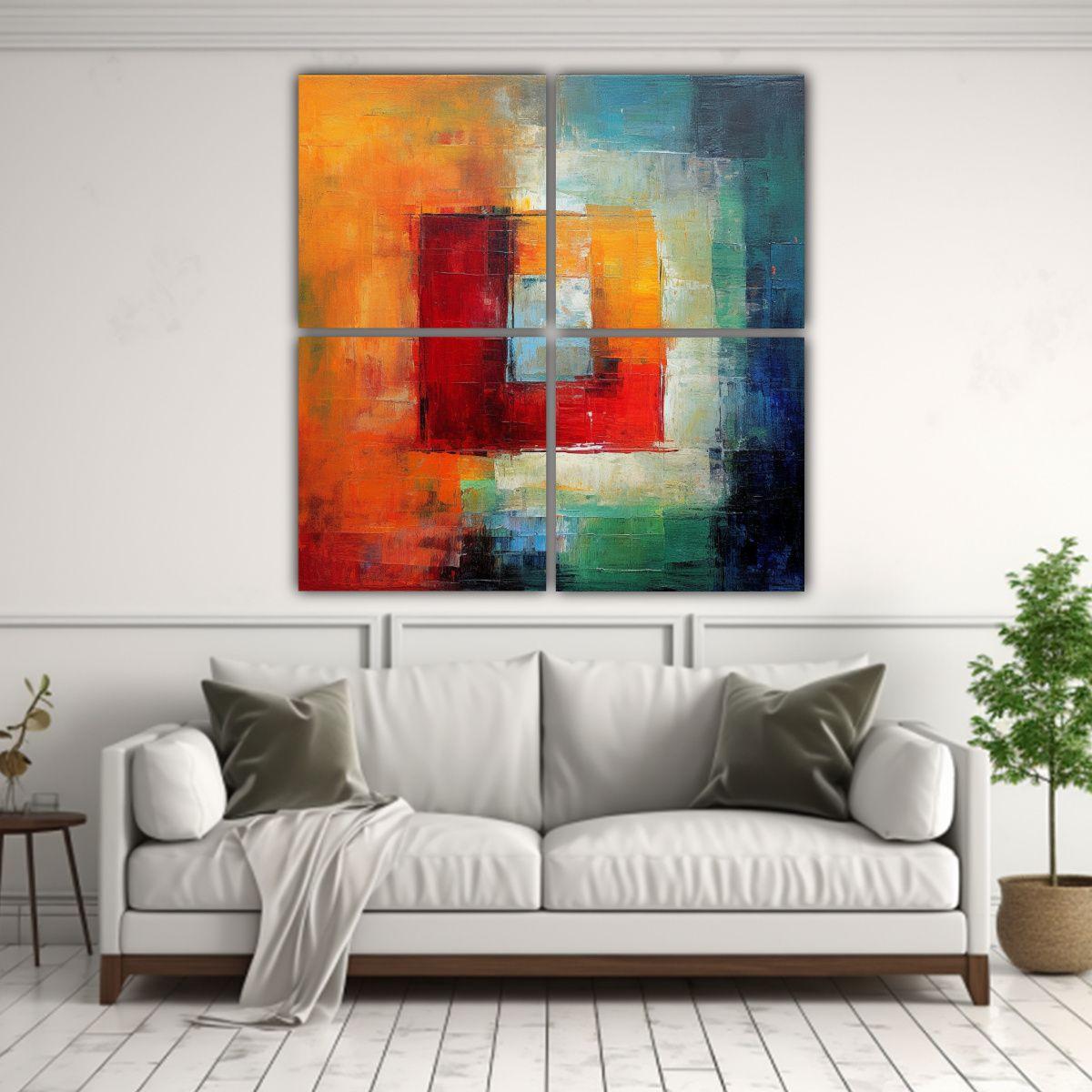 Cuatro Composiciones De Finas Líneas Arte Urbano 80x80 Cm-2