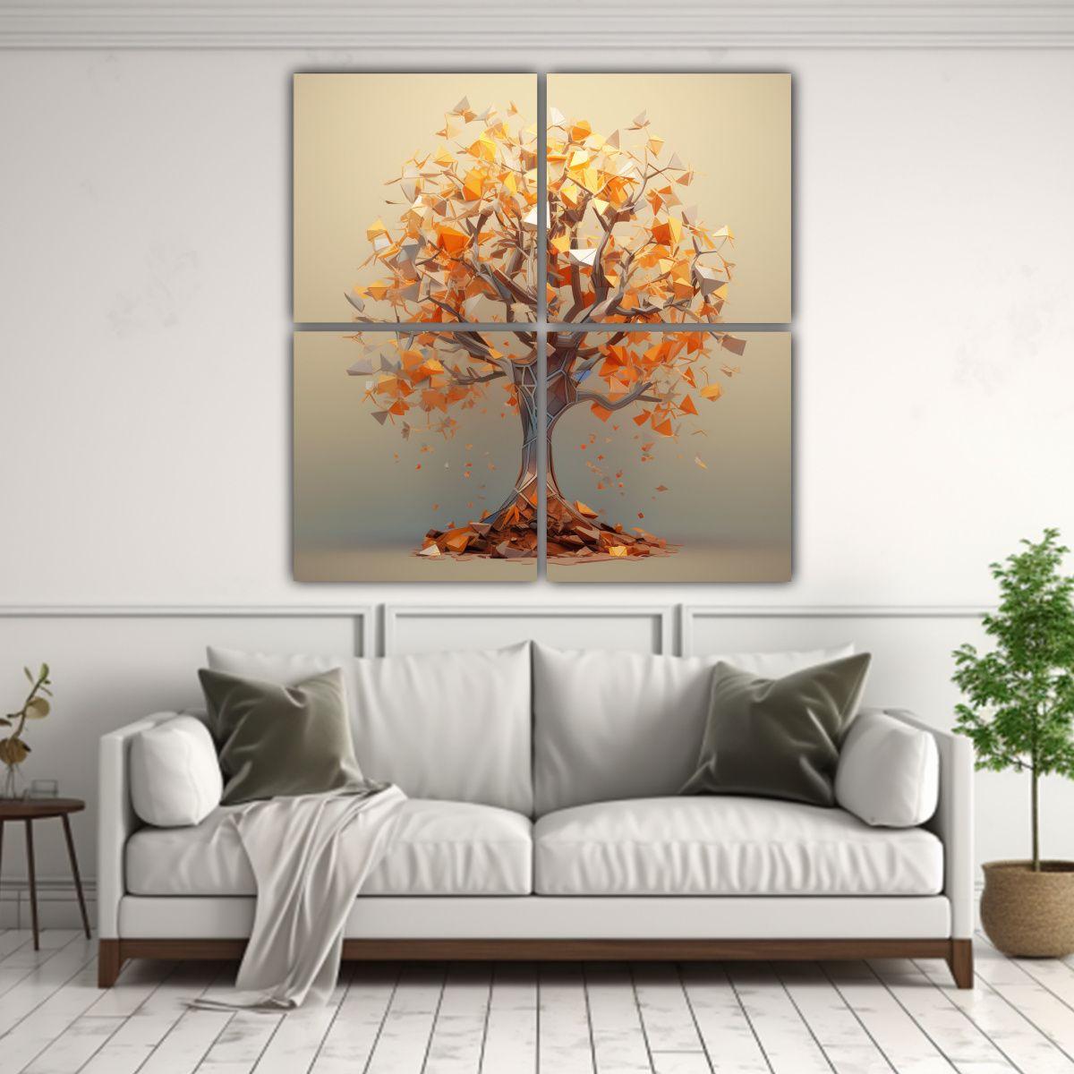 Cuadros Acuarela Expresividad Lov Polígono árbol 140x140 Cm-2