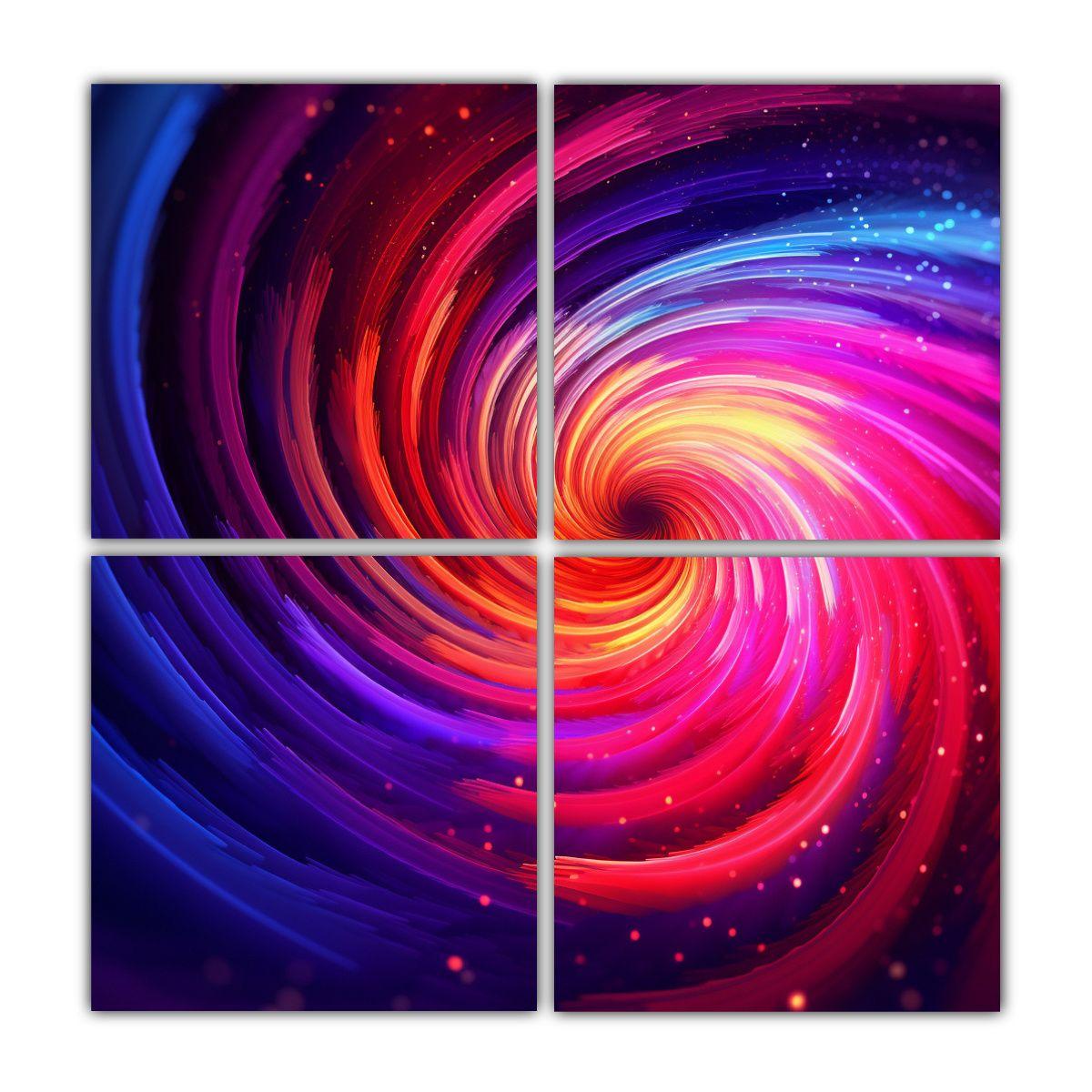 Lienzos De Tela Abstractos Multicolores En Espiral 180x180 Cm-0