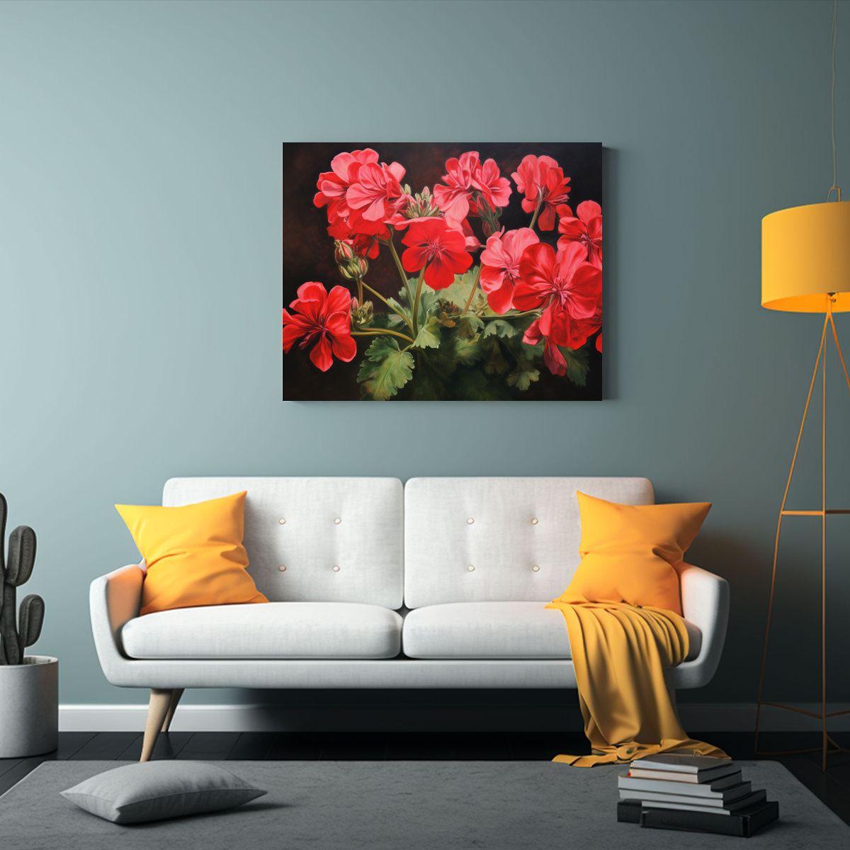Pintura Abstracta De Flores En Geranio Con Tonos Suaves 45x30cm-2