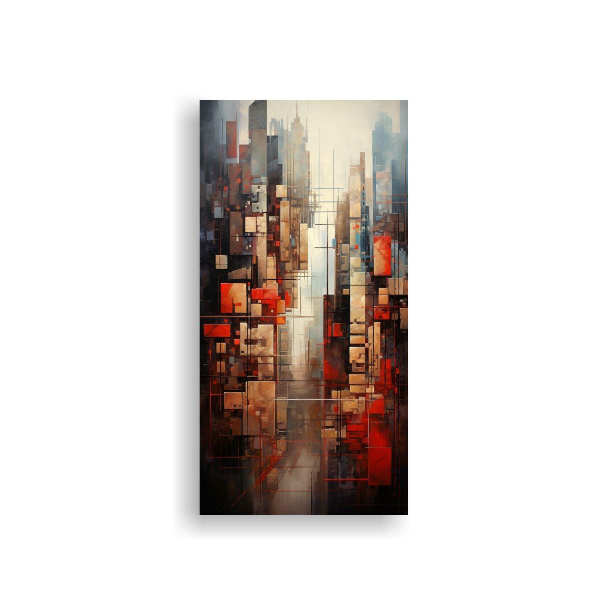Cuadros Abstractos De Ciudades En Bastidor 20x40cm-0