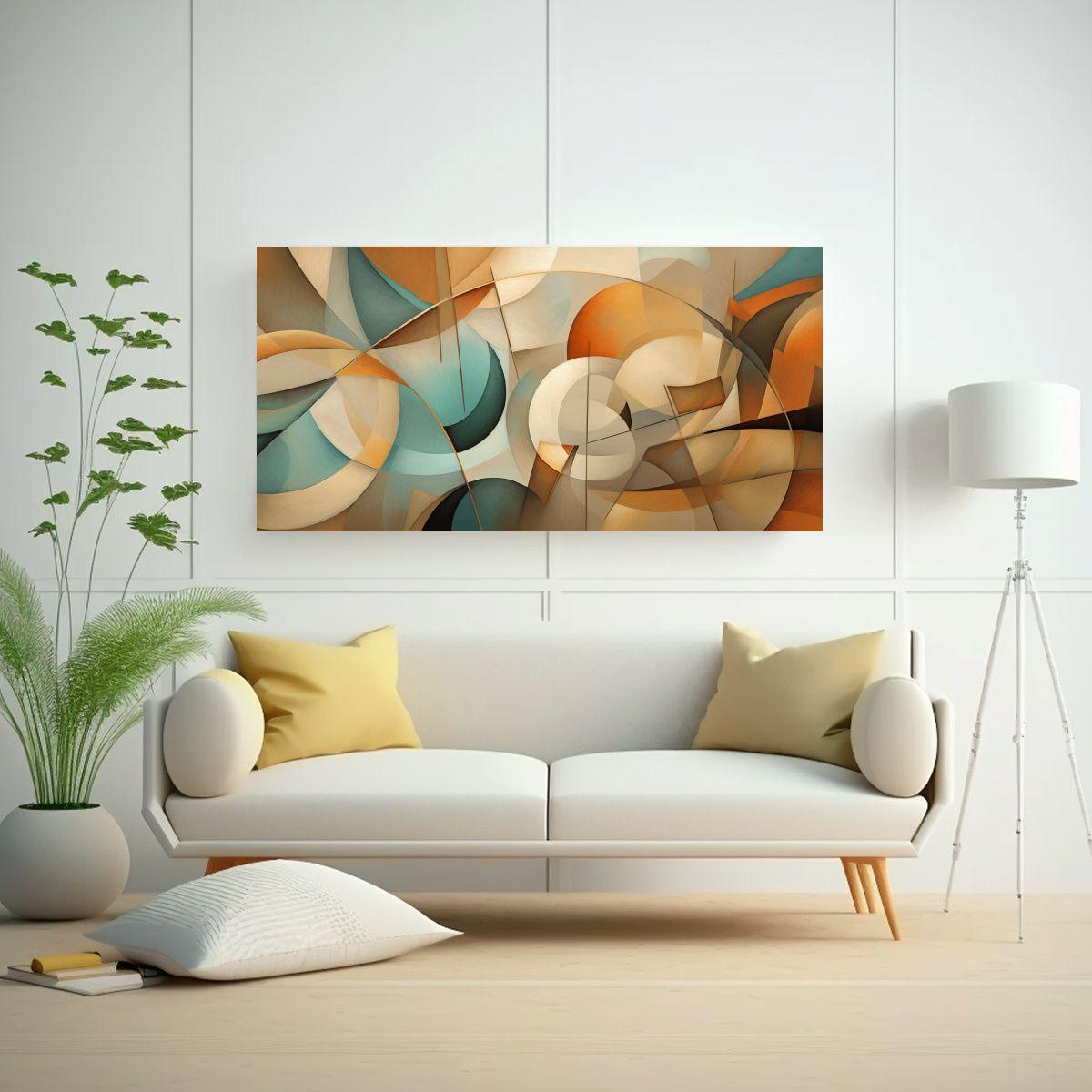 Cuadro Abstracta Elegante Con Hojas Marrones Y 160x80cm-2
