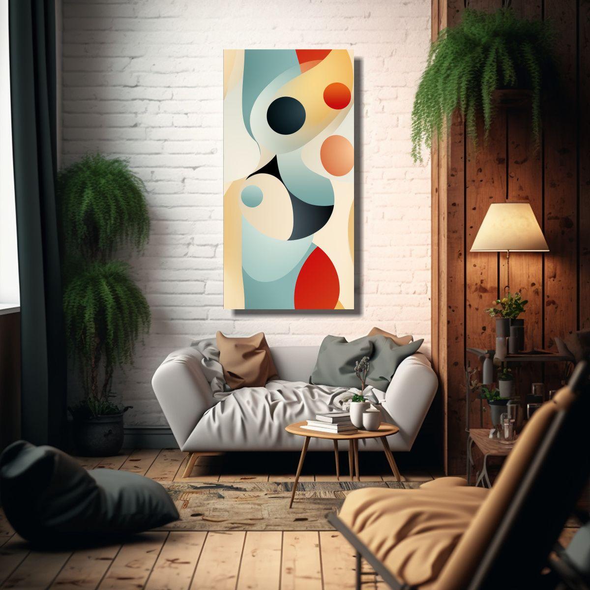 Cuadro Vintage De Lienzo Con Formas Abstractas Y 60x120cm-2