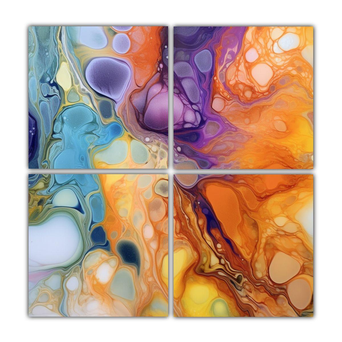 Cuatro Lienzos Abstracción Sensibilidad 120x120 Cm-0