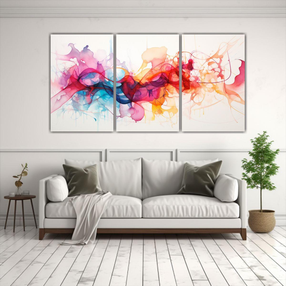 Cuadros Decorativos Acuarelistas Abstractos Unicos 120x60 Cm-2
