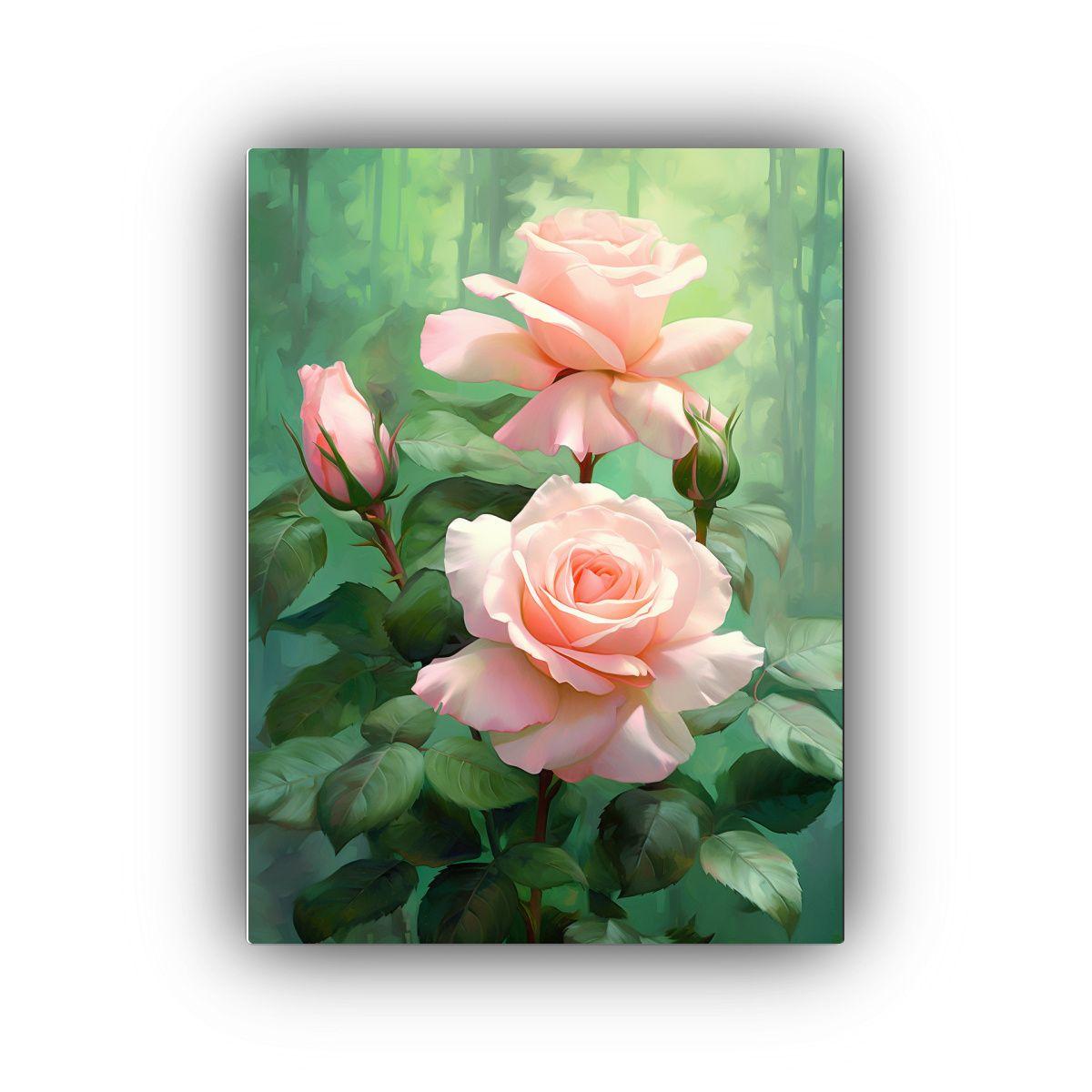 Dibujo De Rosas En Fondo Verde Estilo Daz3d 50x65cm-0