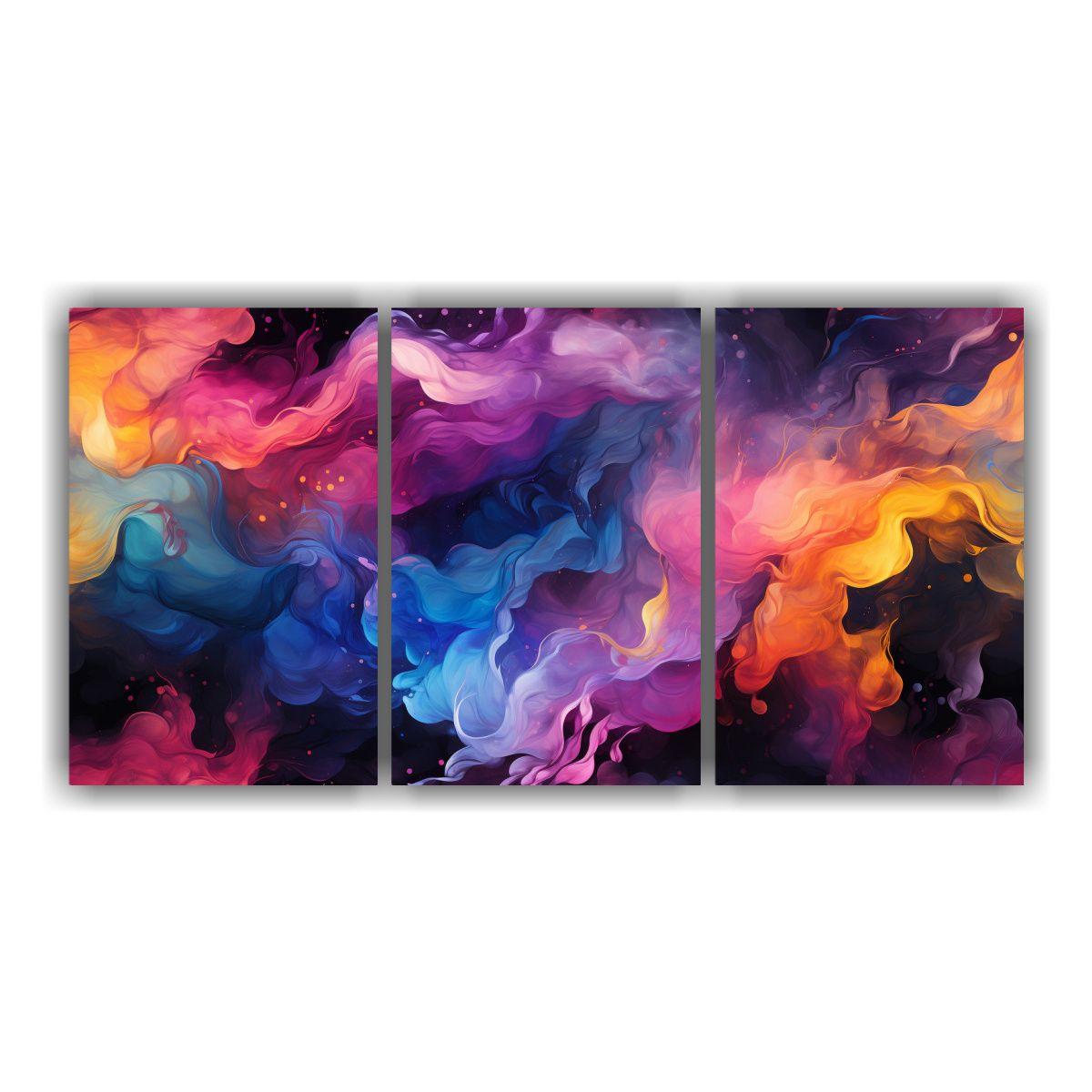 Set 3 Cuadros Abstractos Coloridos Detallados 120x60 Cm-0
